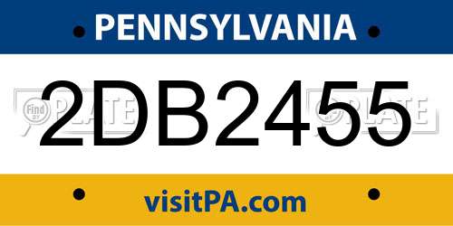 2DB2455 Pennsylvania License Plate