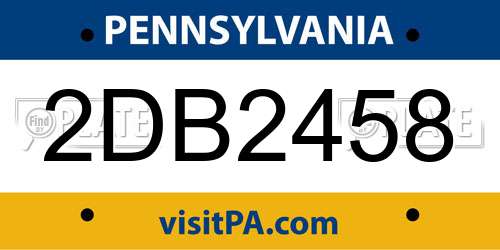 2DB2458 Pennsylvania License Plate