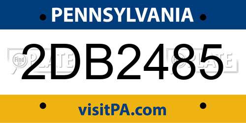 2DB2485 Pennsylvania License Plate