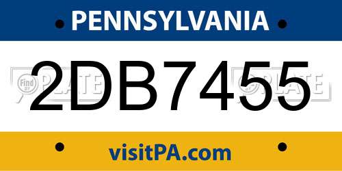 2DB7455 Pennsylvania License Plate