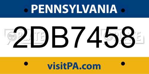 2DB7458 Pennsylvania License Plate