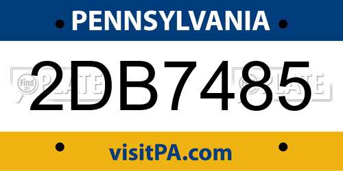 2DB7485 Pennsylvania License Plate