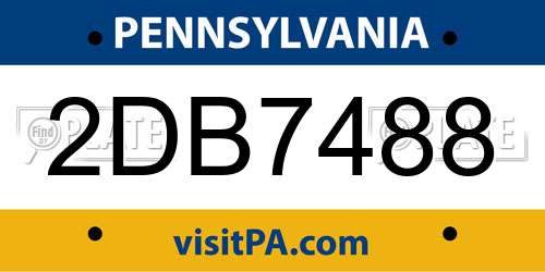 2DB7488 Pennsylvania License Plate