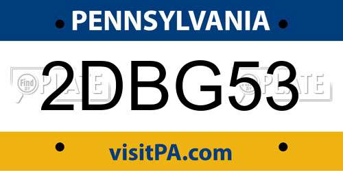 2DBG53 Pennsylvania License Plate