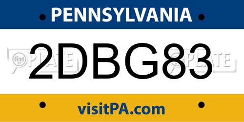 2DBG83 Pennsylvania License Plate