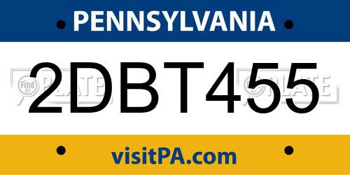 2DBT455 Pennsylvania License Plate