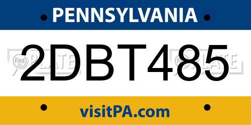 2DBT485 Pennsylvania License Plate