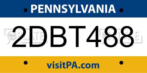 2DBT488 Pennsylvania License Plate