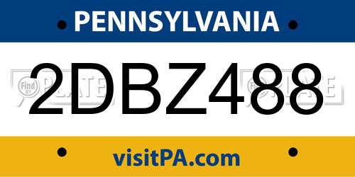 2DBZ488 Pennsylvania License Plate