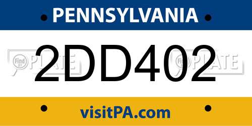 2DD402 Pennsylvania License Plate