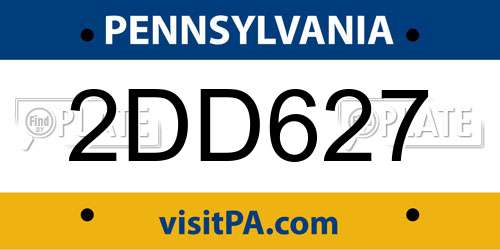 2DD627 Pennsylvania License Plate
