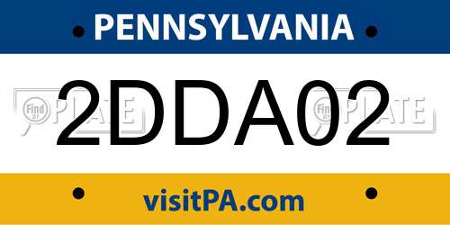 2DDA02 Pennsylvania License Plate