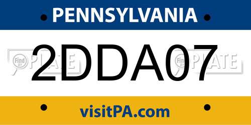2DDA07 Pennsylvania License Plate