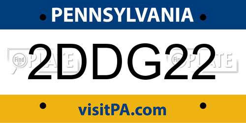 2DDG22 Pennsylvania License Plate