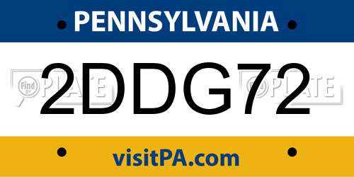 2DDG72 Pennsylvania License Plate