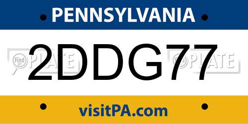 2DDG77 Pennsylvania License Plate