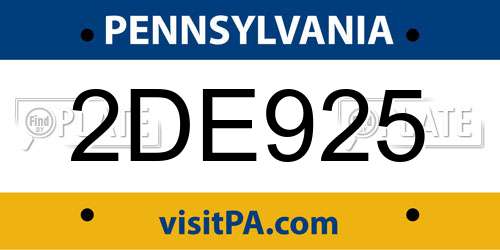2DE925 Pennsylvania License Plate