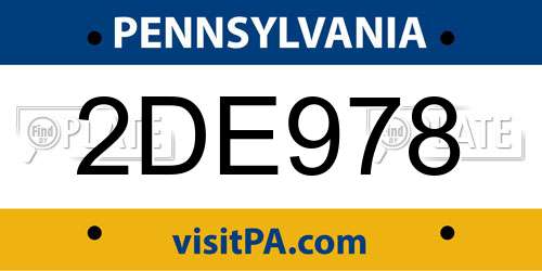 2DE978 Pennsylvania License Plate