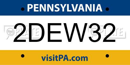 2DEW32 Pennsylvania License Plate