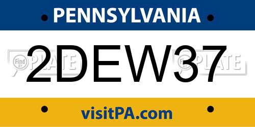 2DEW37 Pennsylvania License Plate