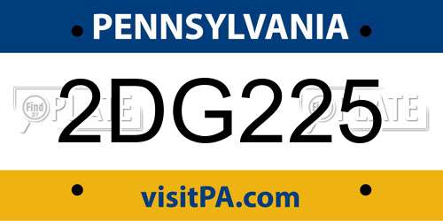 2DG225 Pennsylvania License Plate