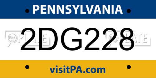 2DG228 Pennsylvania License Plate