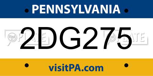 2DG275 Pennsylvania License Plate