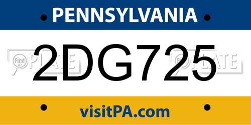 2DG725 Pennsylvania License Plate