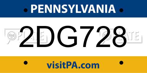 2DG728 Pennsylvania License Plate