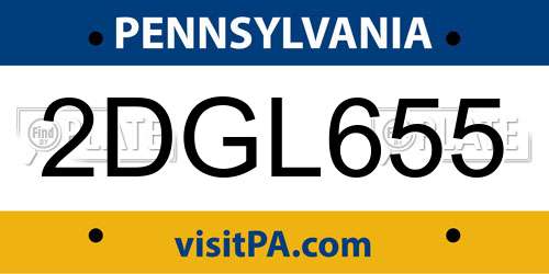 2DGL655 Pennsylvania License Plate