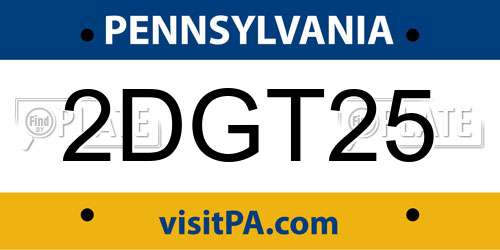 2DGT25 Pennsylvania License Plate