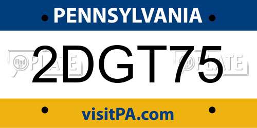 2DGT75 Pennsylvania License Plate