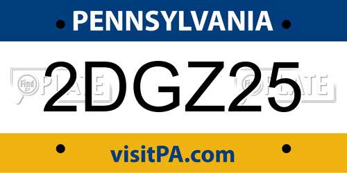2DGZ25 Pennsylvania License Plate
