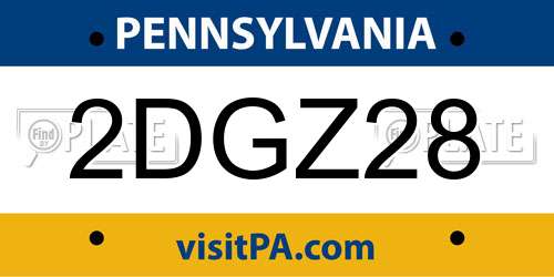 2DGZ28 Pennsylvania License Plate