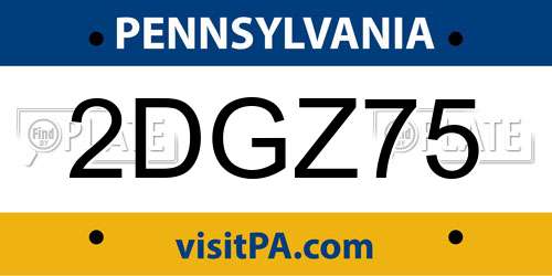 2DGZ75 Pennsylvania License Plate