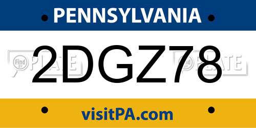 2DGZ78 Pennsylvania License Plate