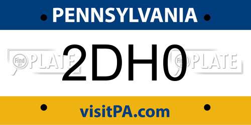 2DH0 Pennsylvania License Plate