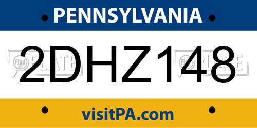 2DHZ148 Pennsylvania License Plate