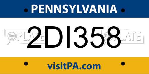 2DI358 Pennsylvania License Plate