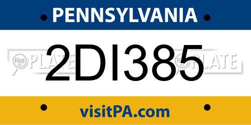 2DI385 Pennsylvania License Plate
