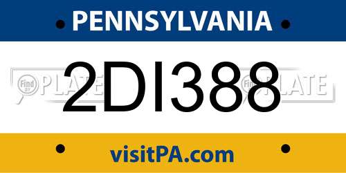 2DI388 Pennsylvania License Plate