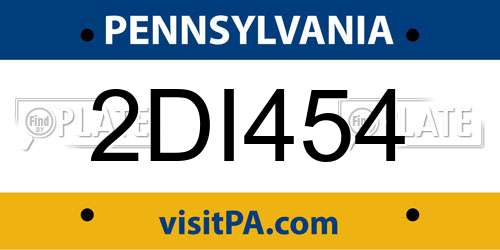 2DI454 Pennsylvania License Plate