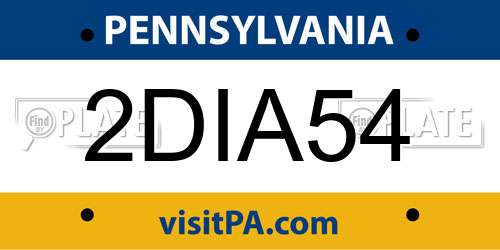 2DIA54 Pennsylvania License Plate