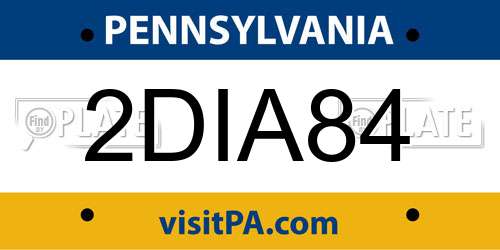 2DIA84 Pennsylvania License Plate
