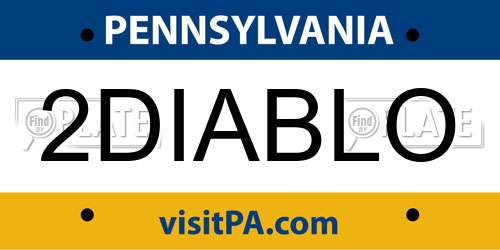 2DIABLO Pennsylvania License Plate