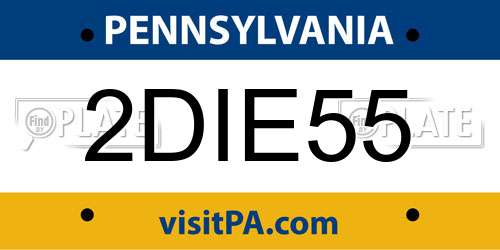 2DIE55 Pennsylvania License Plate