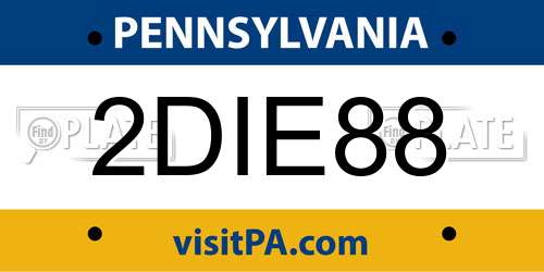 2DIE88 Pennsylvania License Plate