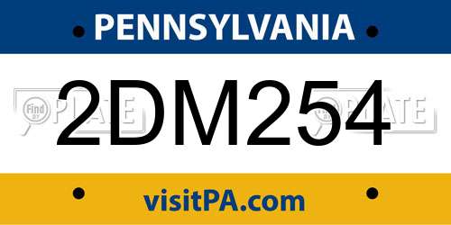 2DM254 Pennsylvania License Plate