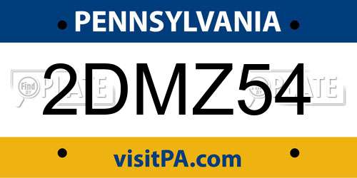 2DMZ54 Pennsylvania License Plate
