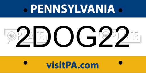 2DOG22 Pennsylvania License Plate